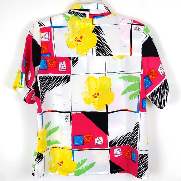 90's Vintage EHL Button-Down Shirt Top Size 6 Petite | Casual Summer Spring - Picture 5 of 5